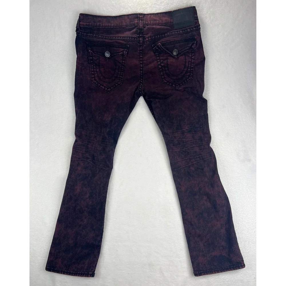 True Religion Ricky Relaxed Straight Men Jeans Size 42 Red Distressed‎